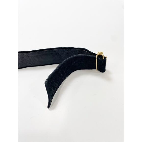 Mimi Di 1987 Gold Tiger Belt Black Leather Suede Vintage Adjustable 31\